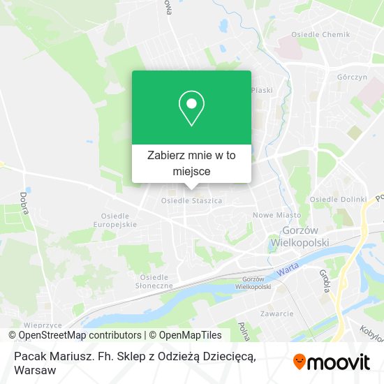 Mapa Pacak Mariusz. Fh. Sklep z Odzieżą Dziecięcą