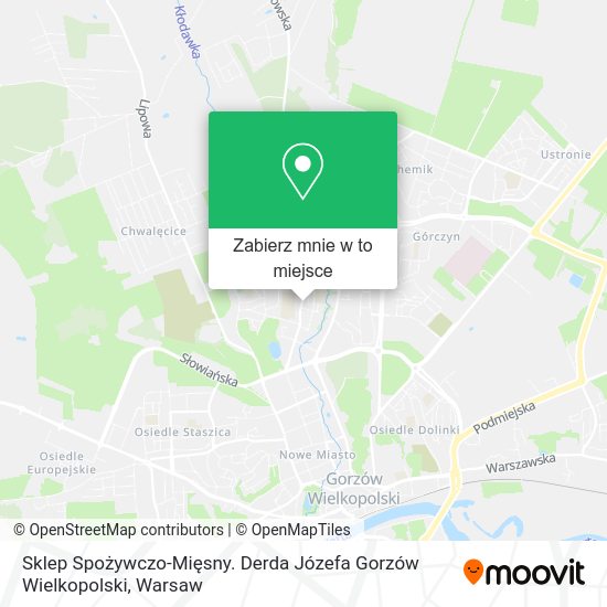 Mapa Sklep Spożywczo-Mięsny. Derda Józefa Gorzów Wielkopolski