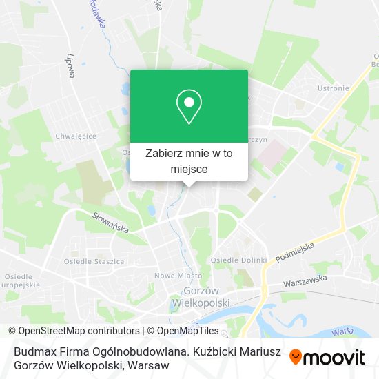 Mapa Budmax Firma Ogólnobudowlana. Kuźbicki Mariusz Gorzów Wielkopolski