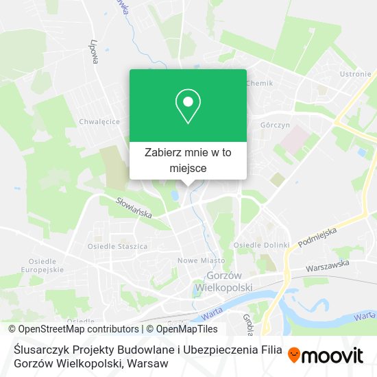 Mapa Ślusarczyk Projekty Budowlane i Ubezpieczenia Filia Gorzów Wielkopolski