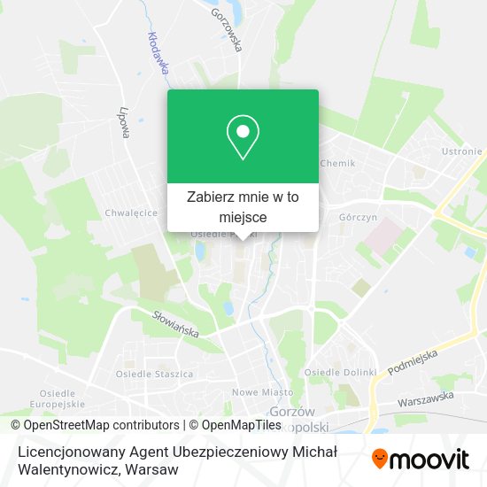 Mapa Licencjonowany Agent Ubezpieczeniowy Michał Walentynowicz