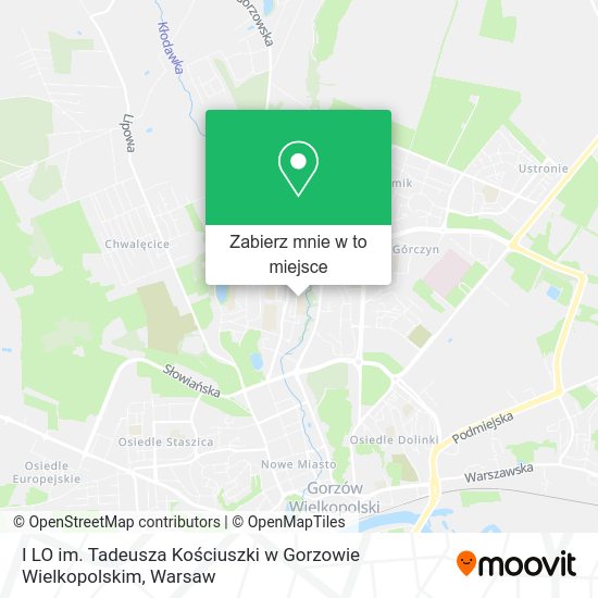 Mapa I LO im. Tadeusza Kościuszki w Gorzowie Wielkopolskim