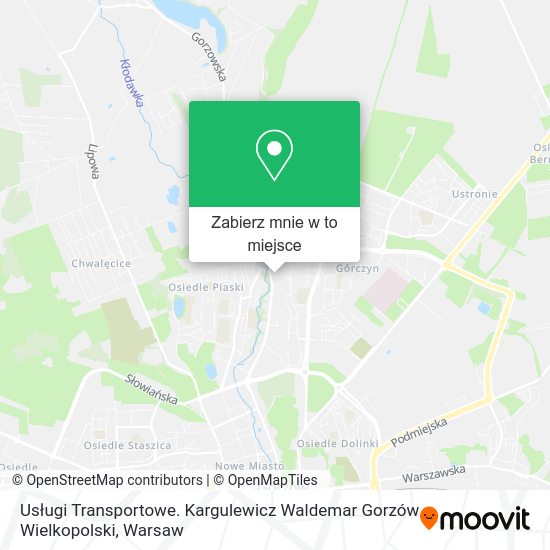 Mapa Usługi Transportowe. Kargulewicz Waldemar Gorzów Wielkopolski