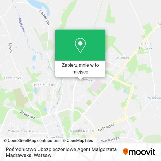 Mapa Pośrednictwo Ubezpieczeniowe Agent Małgorzata Mądrawska