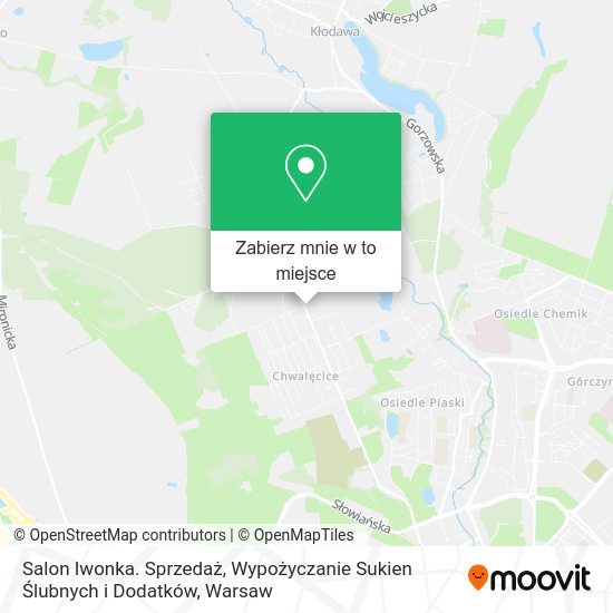 Mapa Salon Iwonka. Sprzedaż, Wypożyczanie Sukien Ślubnych i Dodatków