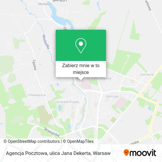 Mapa Agencja Pocztowa, ulica Jana Dekerta