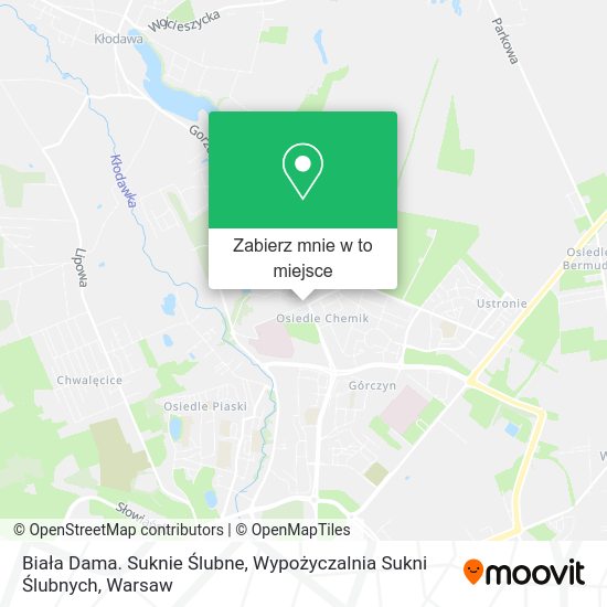 Mapa Biała Dama. Suknie Ślubne, Wypożyczalnia Sukni Ślubnych