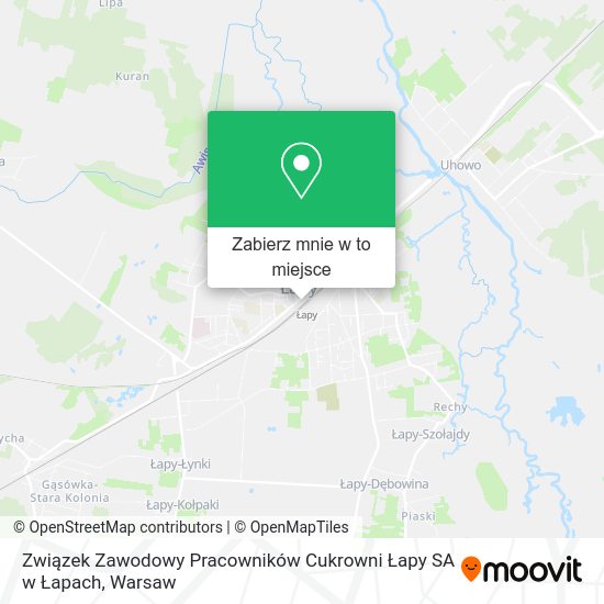 Mapa Związek Zawodowy Pracowników Cukrowni Łapy SA w Łapach