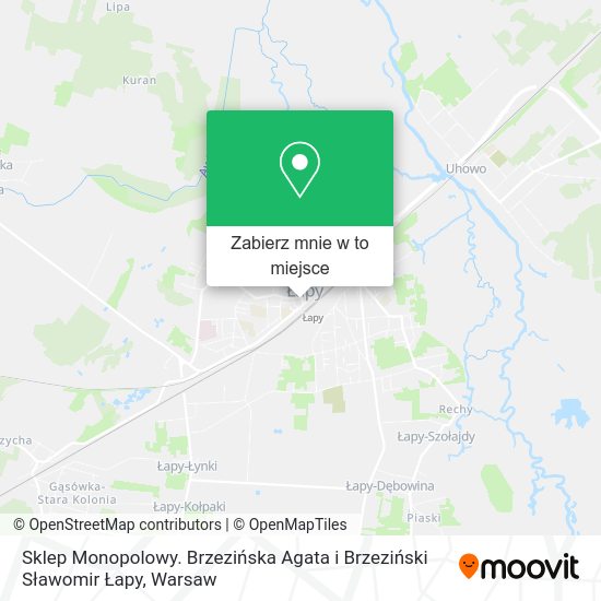 Mapa Sklep Monopolowy. Brzezińska Agata i Brzeziński Sławomir Łapy