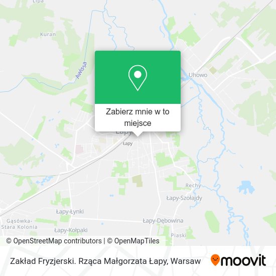 Mapa Zakład Fryzjerski. Rząca Małgorzata Łapy