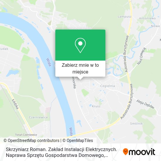 Mapa Skrzyniarz Roman. Zakład Instalacji Elektrycznych. Naprawa Sprzętu Gospodarstwa Domowego