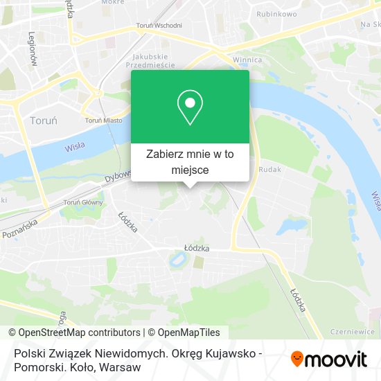 Mapa Polski Związek Niewidomych. Okręg Kujawsko - Pomorski. Koło