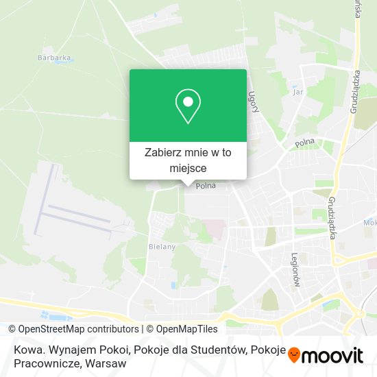 Mapa Kowa. Wynajem Pokoi, Pokoje dla Studentów, Pokoje Pracownicze