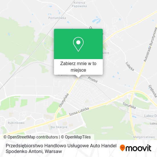 Mapa Przedsiębiorstwo Handlowo Usługowe Auto Handel Spodenko Antoni