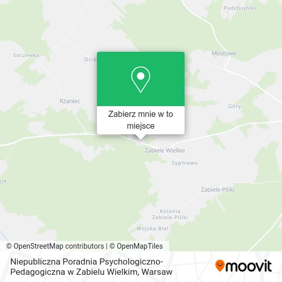 Mapa Niepubliczna Poradnia Psychologiczno-Pedagogiczna w Zabielu Wielkim