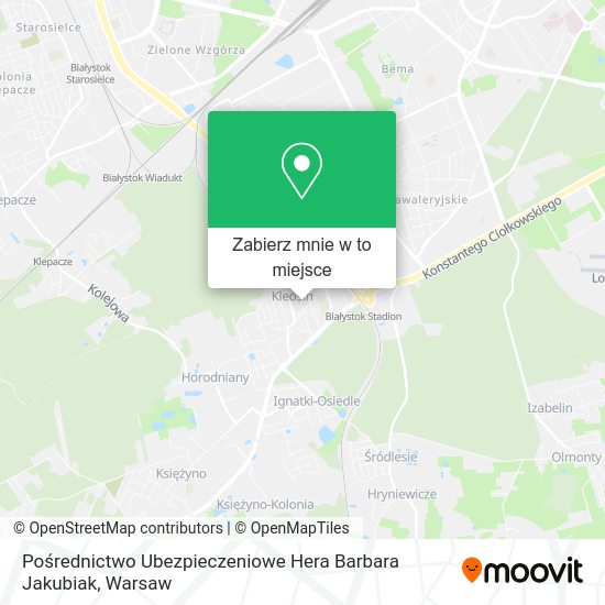 Mapa Pośrednictwo Ubezpieczeniowe Hera Barbara Jakubiak