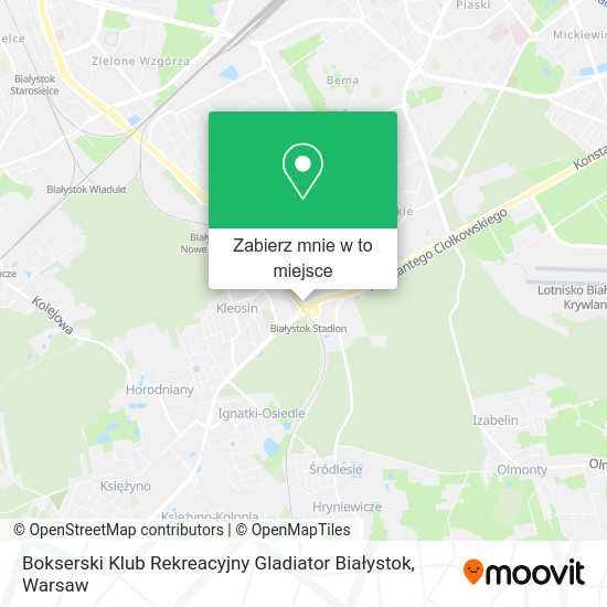 Mapa Bokserski Klub Rekreacyjny Gladiator Białystok