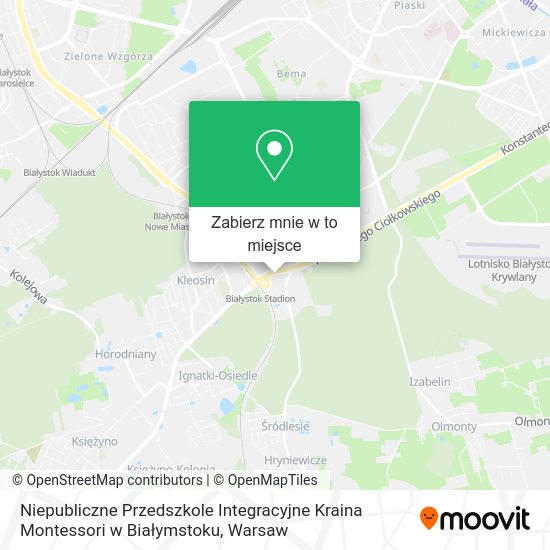 Mapa Niepubliczne Przedszkole Integracyjne Kraina Montessori w Białymstoku