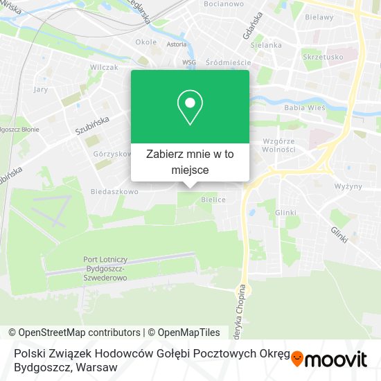 Mapa Polski Związek Hodowców Gołębi Pocztowych Okręg Bydgoszcz