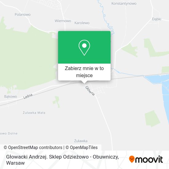 Mapa Głowacki Andrzej. Sklep Odzieżowo - Obuwniczy