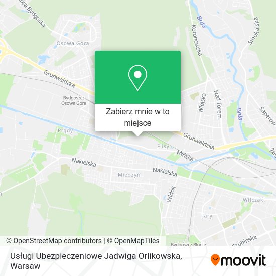 Mapa Usługi Ubezpieczeniowe Jadwiga Orlikowska