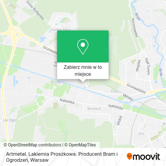 Mapa Artmetal. Lakiernia Proszkowa. Producent Bram i Ogrodzeń