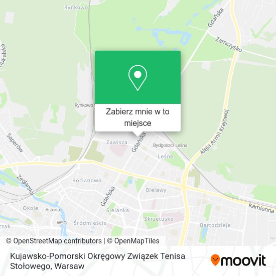 Mapa Kujawsko-Pomorski Okręgowy Związek Tenisa Stołowego