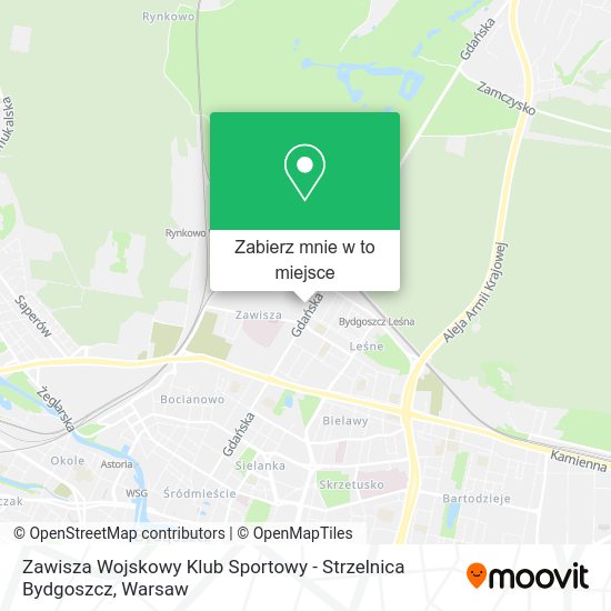 Mapa Zawisza Wojskowy Klub Sportowy - Strzelnica Bydgoszcz