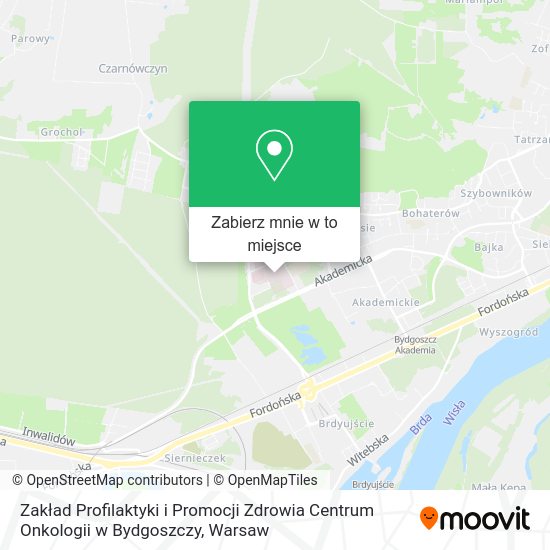 Mapa Zakład Profilaktyki i Promocji Zdrowia Centrum Onkologii w Bydgoszczy