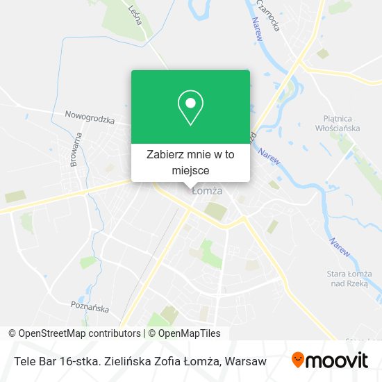 Mapa Tele Bar 16-stka. Zielińska Zofia Łomża