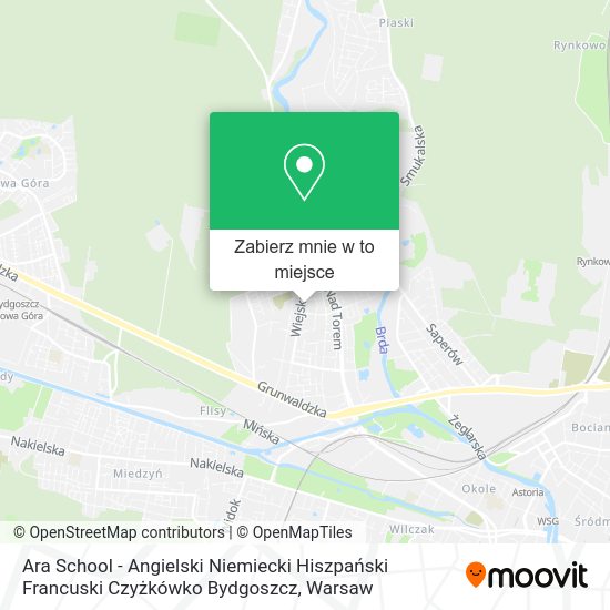 Mapa Ara School - Angielski Niemiecki Hiszpański Francuski Czyżkówko Bydgoszcz