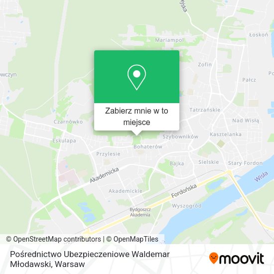 Mapa Pośrednictwo Ubezpieczeniowe Waldemar Młodawski