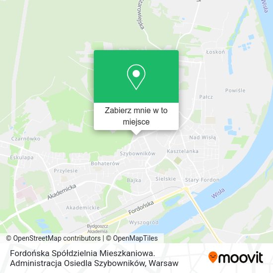 Mapa Fordońska Spółdzielnia Mieszkaniowa. Administracja Osiedla Szybowników