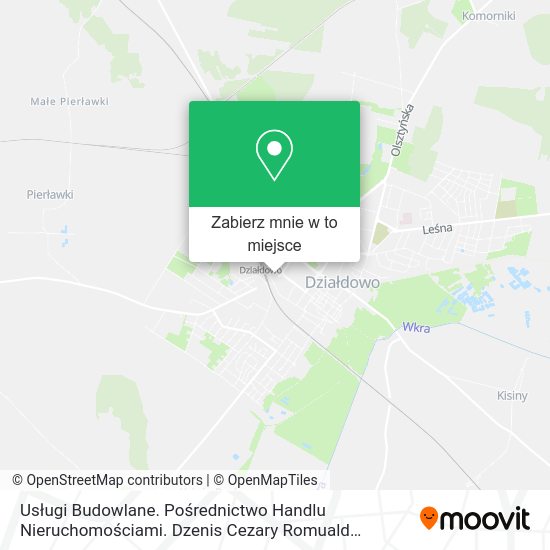 Mapa Usługi Budowlane. Pośrednictwo Handlu Nieruchomościami. Dzenis Cezary Romuald Działdowo