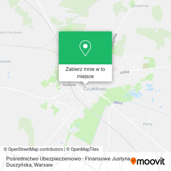 Mapa Pośrednictwo Ubezpieczeniowo - Finansowe Justyna Duszyńska