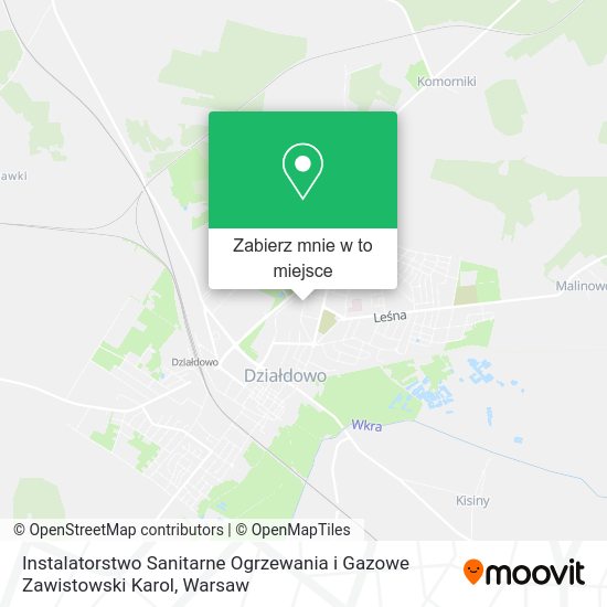 Mapa Instalatorstwo Sanitarne Ogrzewania i Gazowe Zawistowski Karol