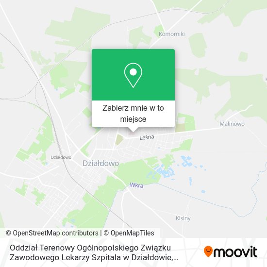 Mapa Oddział Terenowy Ogólnopolskiego Związku Zawodowego Lekarzy Szpitala w Działdowie