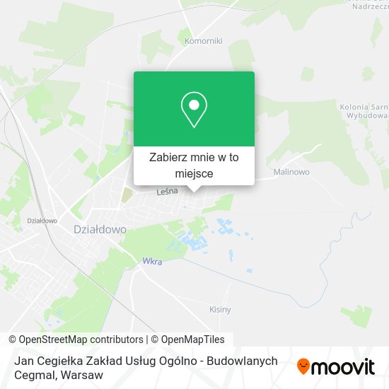 Mapa Jan Cegiełka Zakład Usług Ogólno - Budowlanych Cegmal