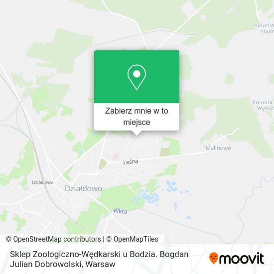 Mapa Sklep Zoologiczno-Wędkarski u Bodzia. Bogdan Julian Dobrowolski