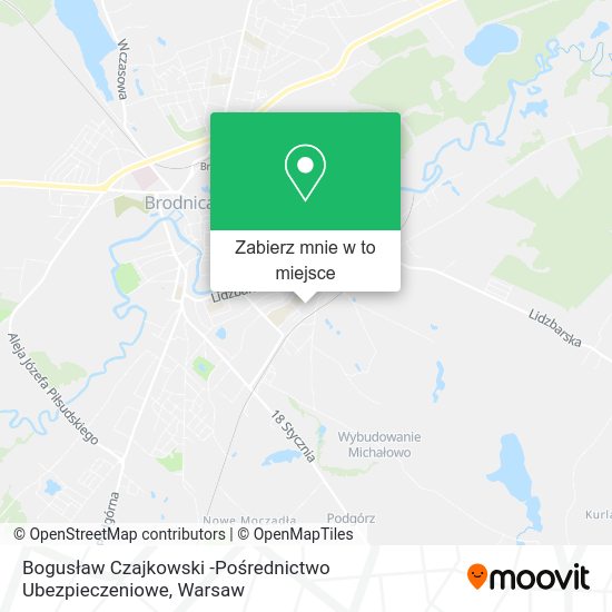 Mapa Bogusław Czajkowski -Pośrednictwo Ubezpieczeniowe