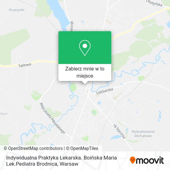 Mapa Indywidualna Praktyka Lekarska. Boińska Maria Lek.Pediatra Brodnica