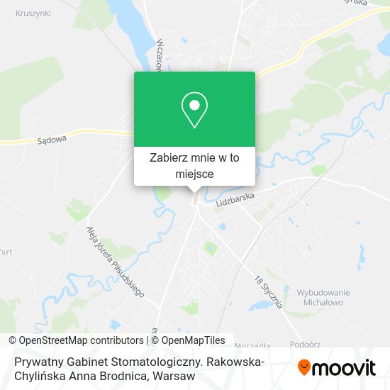 Mapa Prywatny Gabinet Stomatologiczny. Rakowska-Chylińska Anna Brodnica