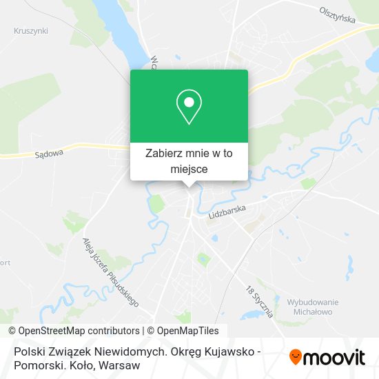 Mapa Polski Związek Niewidomych. Okręg Kujawsko - Pomorski. Koło