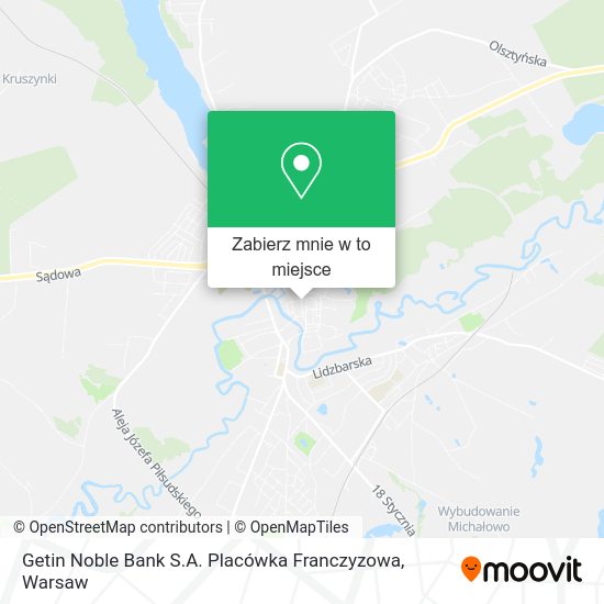 Mapa Getin Noble Bank S.A. Placówka Franczyzowa