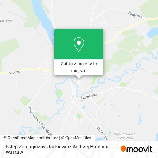 Mapa Sklep Zoologiczny. Jackiewicz Andrzej Brodnica