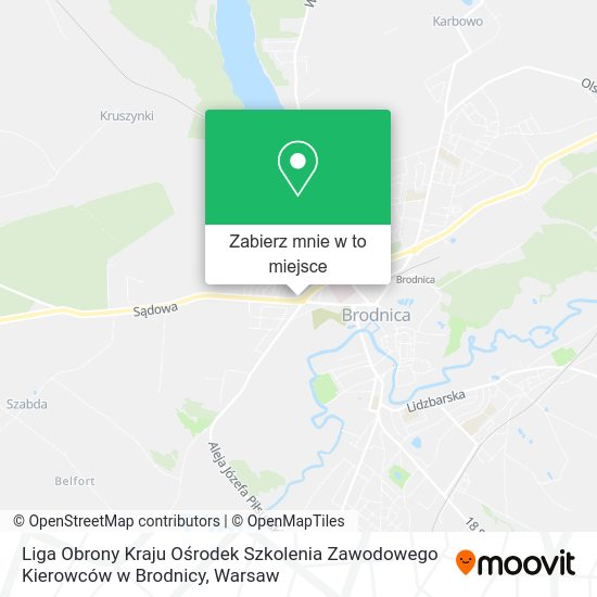 Mapa Liga Obrony Kraju Ośrodek Szkolenia Zawodowego Kierowców w Brodnicy