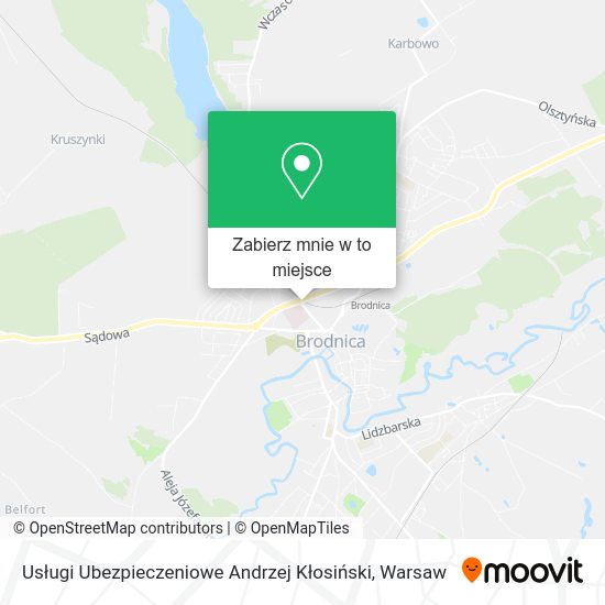 Mapa Usługi Ubezpieczeniowe Andrzej Kłosiński