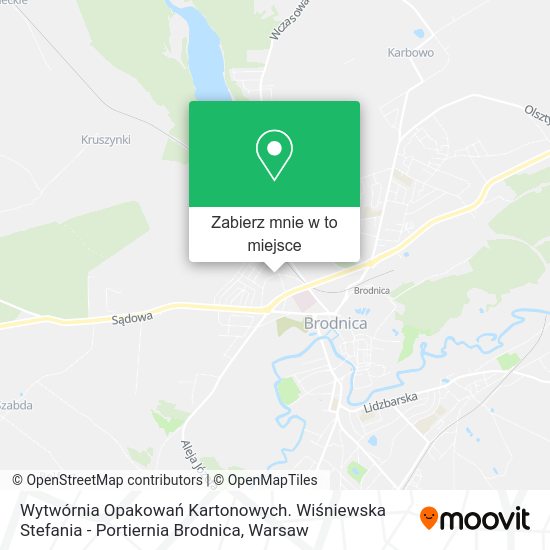 Mapa Wytwórnia Opakowań Kartonowych. Wiśniewska Stefania - Portiernia Brodnica