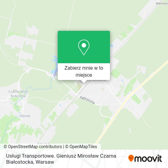 Mapa Usługi Transportowe. Gieniusz Mirosław Czarna Białostocka