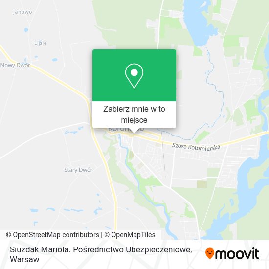 Mapa Siuzdak Mariola. Pośrednictwo Ubezpieczeniowe